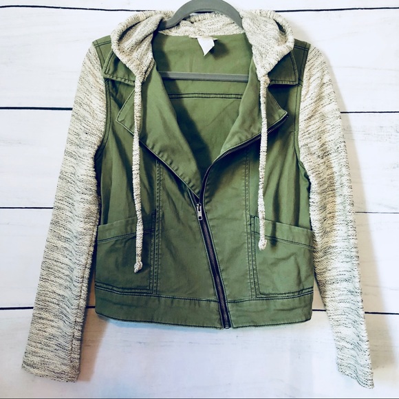 Nordstrom Jackets & Blazers - 💗🔥 Moto Knit Hoodie Utility Jacket Olive Grey M